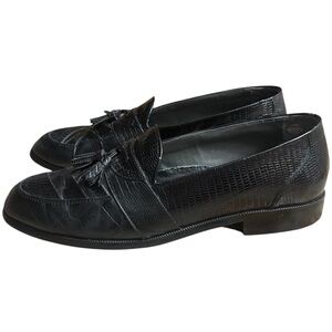 STACY ADAMS Genuine Snake Dress Loafers in Black Size 11.5